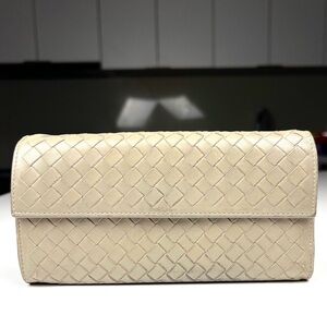 Bottega Veneta Cream Woven Clutch